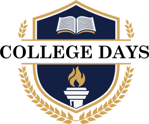 A college day logo with an open book and flame.