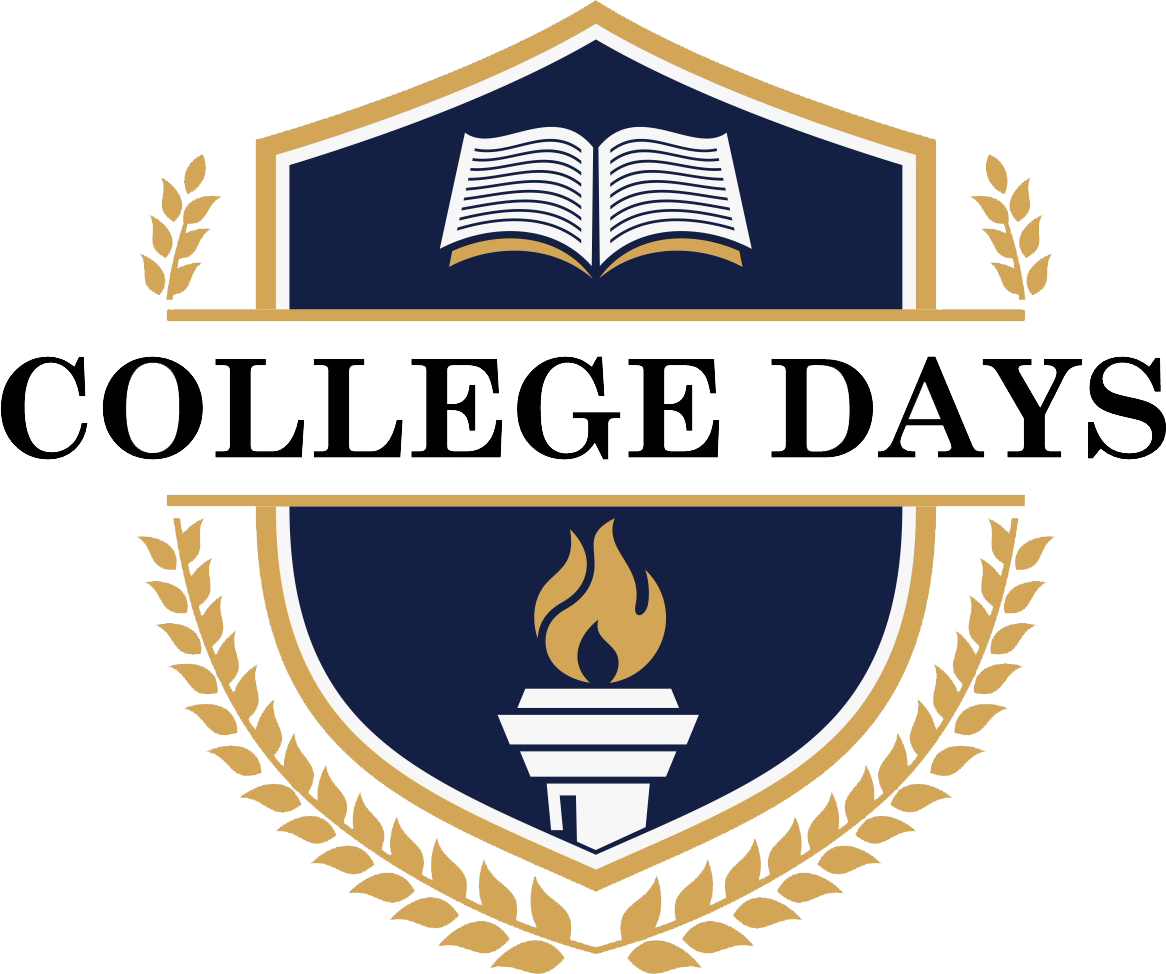 A college day logo with an open book and flame.