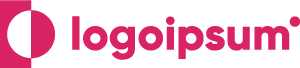 A pink logo is shown on the side of a black background.